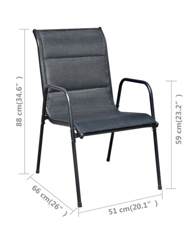 Ensemble de bistro 3 pcs Acier Noir