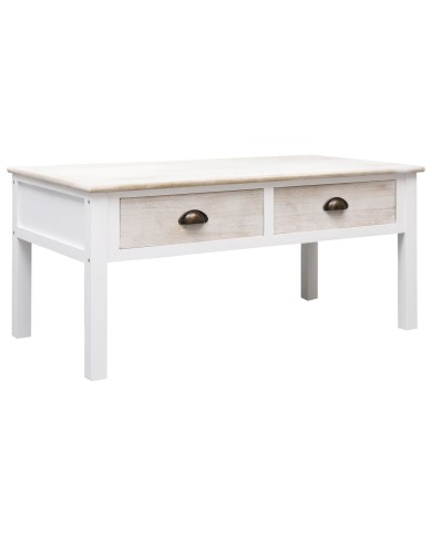 Table basse Blanc et naturel 100 x 50 x 45 cm Bois