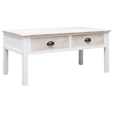 Table basse Blanc et naturel 100 x 50 x 45 cm Bois