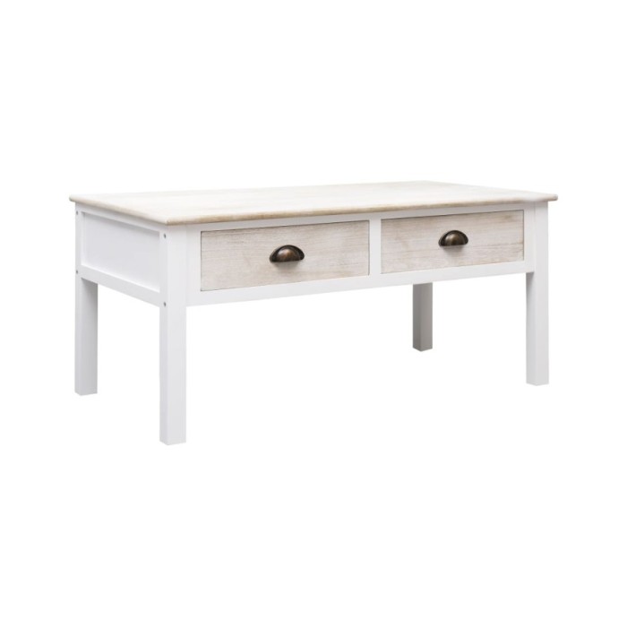 Table basse Blanc et naturel 100 x 50 x 45 cm Bois