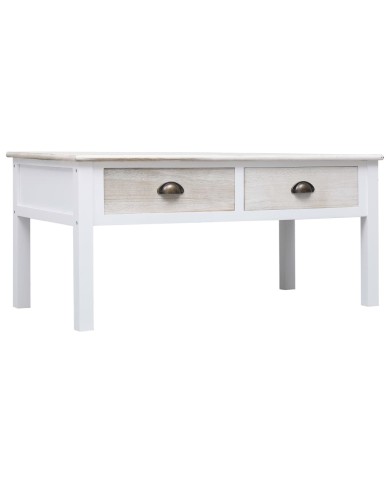Table basse Blanc et naturel 100 x 50 x 45 cm Bois
