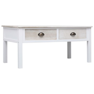 Table basse Blanc et naturel 100 x 50 x 45 cm Bois