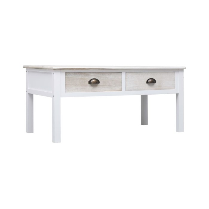 Table basse Blanc et naturel 100 x 50 x 45 cm Bois