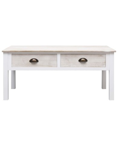 Table basse Blanc et naturel 100 x 50 x 45 cm Bois