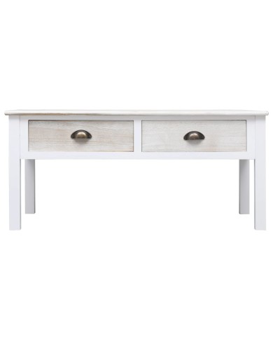 Table basse Blanc et naturel 100 x 50 x 45 cm Bois