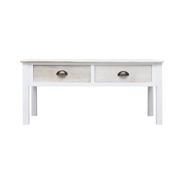 Table basse Blanc et naturel 100 x 50 x 45 cm Bois