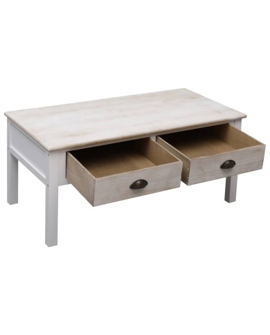 Table basse Blanc et naturel 100 x 50 x 45 cm Bois