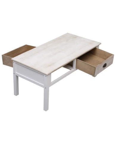 Table basse Blanc et naturel 100 x 50 x 45 cm Bois
