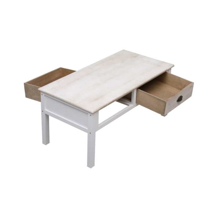 Table basse Blanc et naturel 100 x 50 x 45 cm Bois