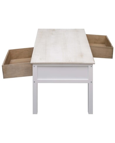 Table basse Blanc et naturel 100 x 50 x 45 cm Bois