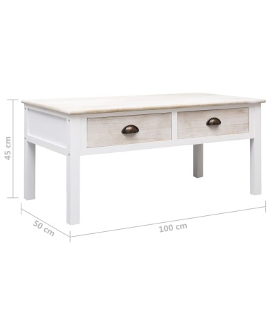Table basse Blanc et naturel 100 x 50 x 45 cm Bois