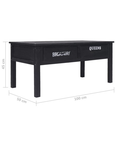 Table basse Noir 100 x 50 x 45 cm Bois