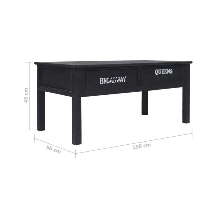 Table basse Noir 100 x 50 x 45 cm Bois