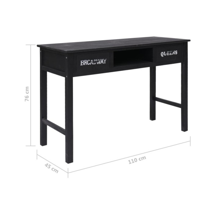 Table console Noir 110x45x76 cm Bois