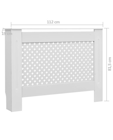 Cache-radiateur Blanc 112x19x81,5 cm MDF
