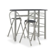 Ensemble de bar avec étagères 3 pcs Bois et acier Noir