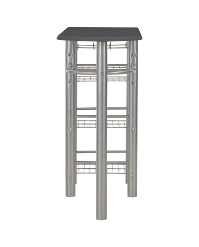 Ensemble de bar avec étagères 3 pcs Bois et acier Noir