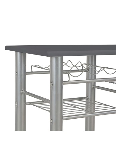 Ensemble de bar avec étagères 3 pcs Bois et acier Noir