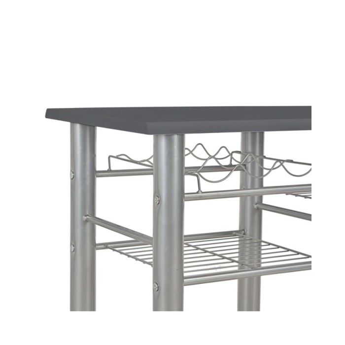 Ensemble de bar avec étagères 3 pcs Bois et acier Noir