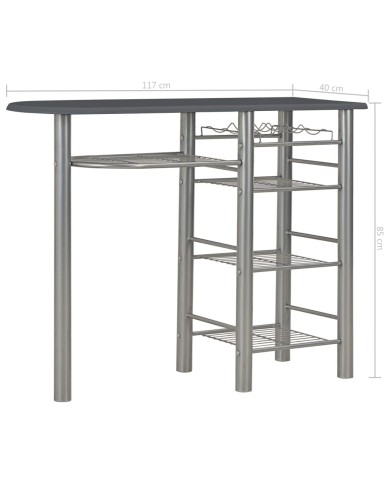 Ensemble de bar avec étagères 3 pcs Bois et acier Noir
