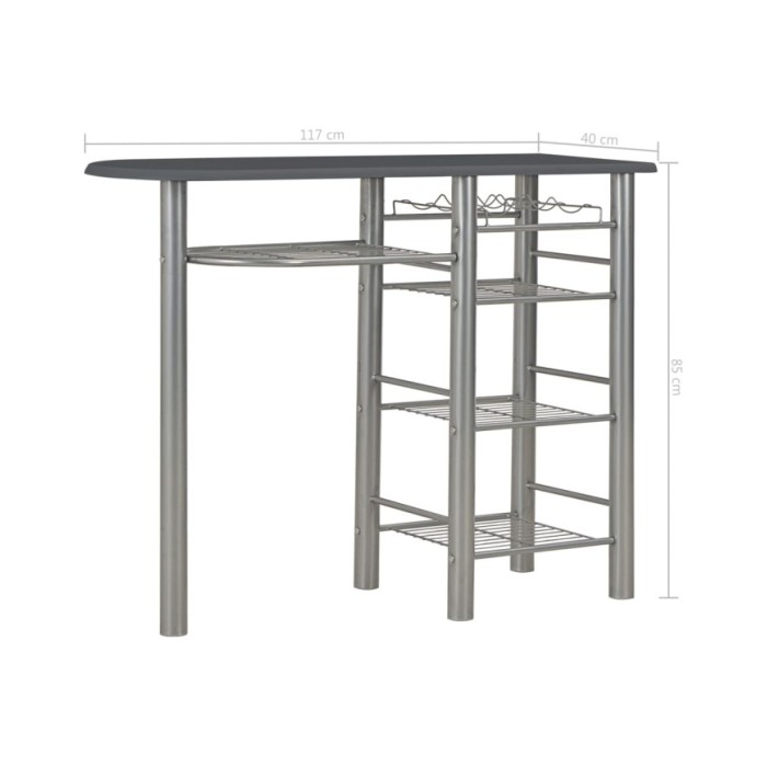 Ensemble de bar avec étagères 3 pcs Bois et acier Noir