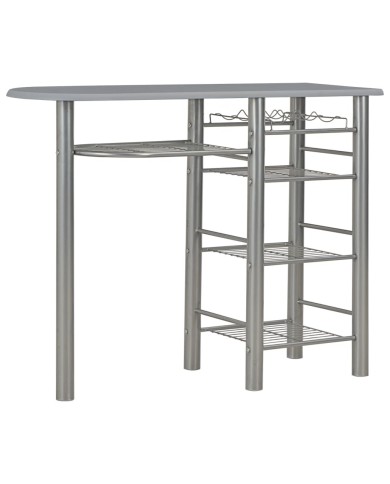 Ensemble de bar avec étagères 3 pcs Bois et acier Gris