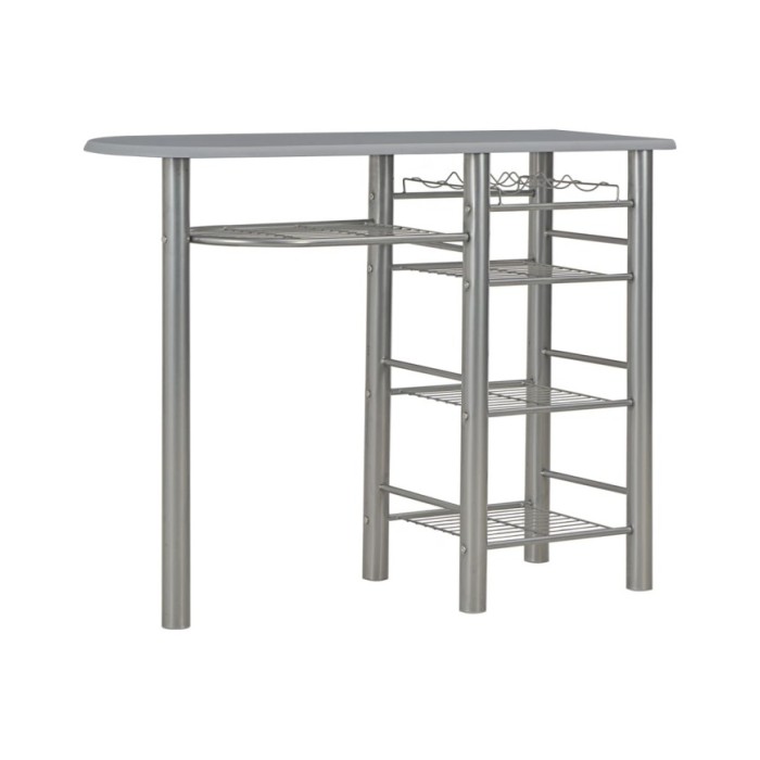 Ensemble de bar avec étagères 3 pcs Bois et acier Gris