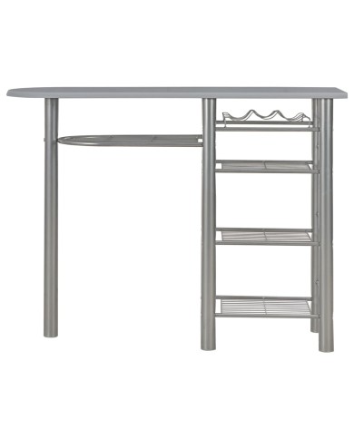 Ensemble de bar avec étagères 3 pcs Bois et acier Gris
