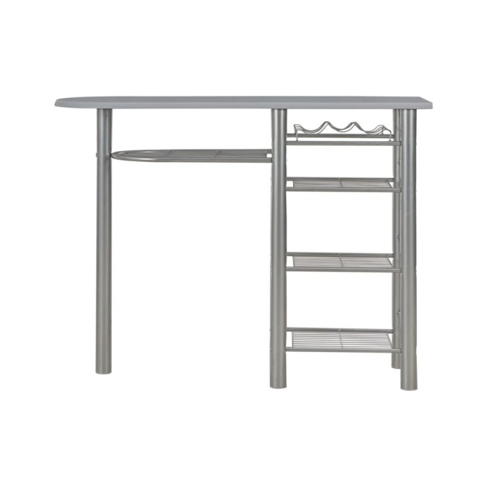 Ensemble de bar avec étagères 3 pcs Bois et acier Gris