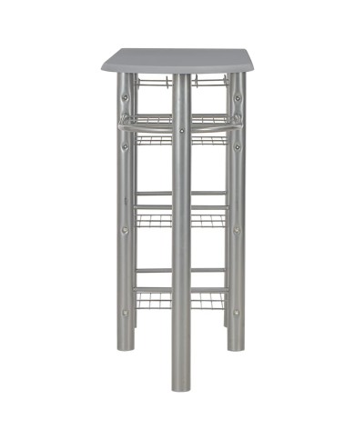 Ensemble de bar avec étagères 3 pcs Bois et acier Gris