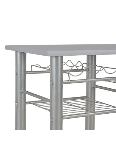Ensemble de bar avec étagères 3 pcs Bois et acier Gris