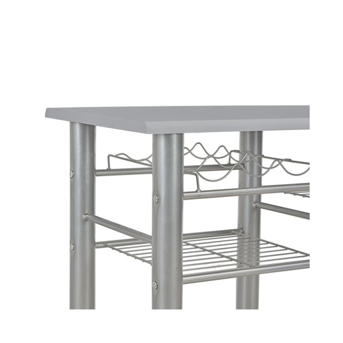 Ensemble de bar avec étagères 3 pcs Bois et acier Gris