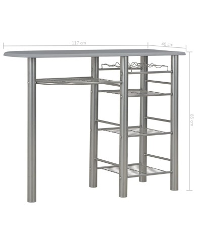 Ensemble de bar avec étagères 3 pcs Bois et acier Gris