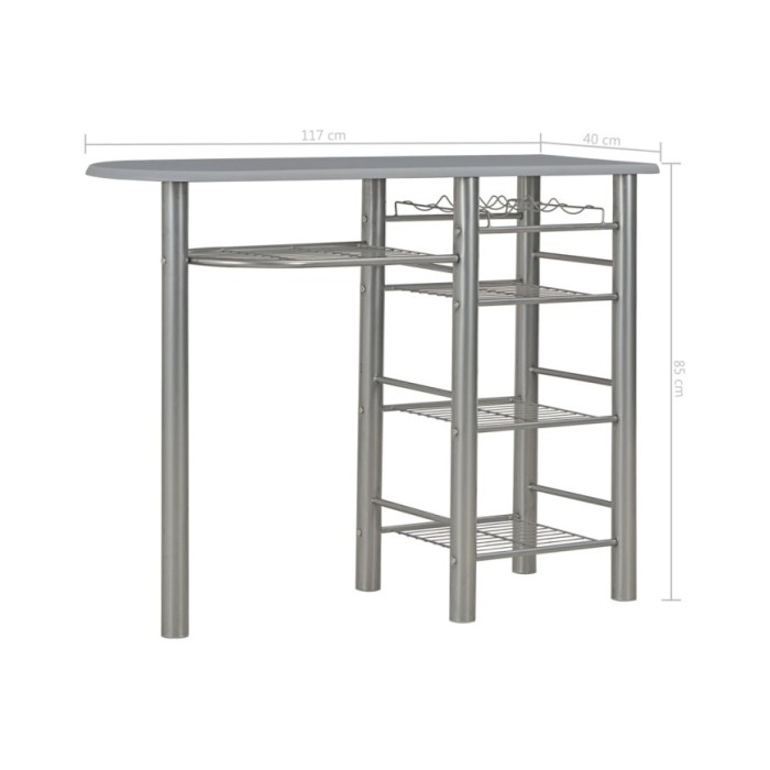 Ensemble de bar avec étagères 3 pcs Bois et acier Gris