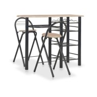 Ensemble de bar avec étagères 3 pcs Bois et acier