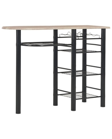 Ensemble de bar avec étagères 3 pcs Bois et acier