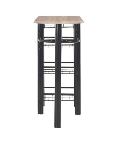 Ensemble de bar avec étagères 3 pcs Bois et acier