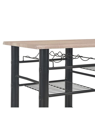Ensemble de bar avec étagères 3 pcs Bois et acier