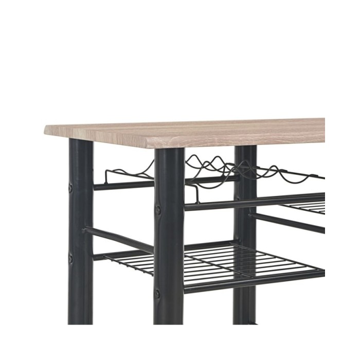 Ensemble de bar avec étagères 3 pcs Bois et acier