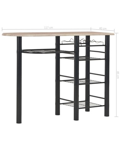 Ensemble de bar avec étagères 3 pcs Bois et acier