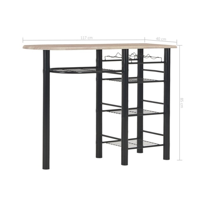 Ensemble de bar avec étagères 3 pcs Bois et acier