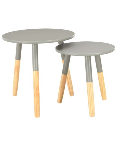 Tables d'appoint 2 pcs Gris Pin massif