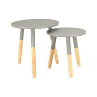 Tables d'appoint 2 pcs Gris Pin massif