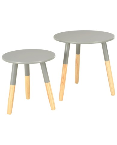 Tables d'appoint 2 pcs Gris Pin massif