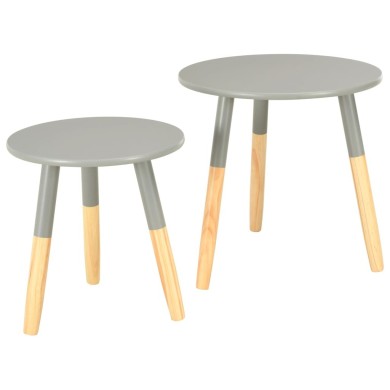 Tables d'appoint 2 pcs Gris Pin massif