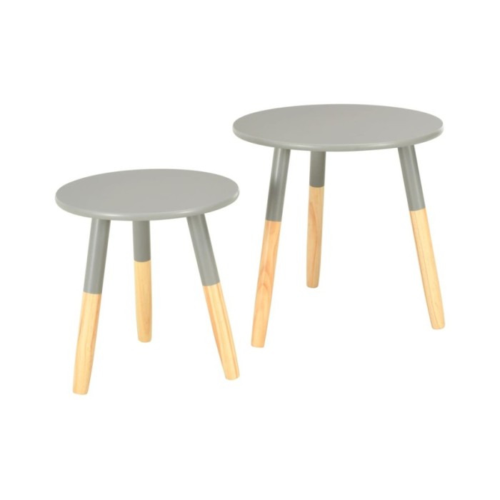Tables d'appoint 2 pcs Gris Pin massif