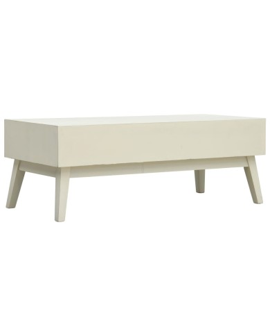 Table basse avec 2 tiroirs Gris sculpté 110x50x40 cm Bois