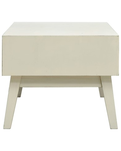 Table basse avec 2 tiroirs Gris sculpté 110x50x40 cm Bois