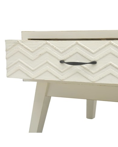 Table basse avec 2 tiroirs Gris sculpté 110x50x40 cm Bois