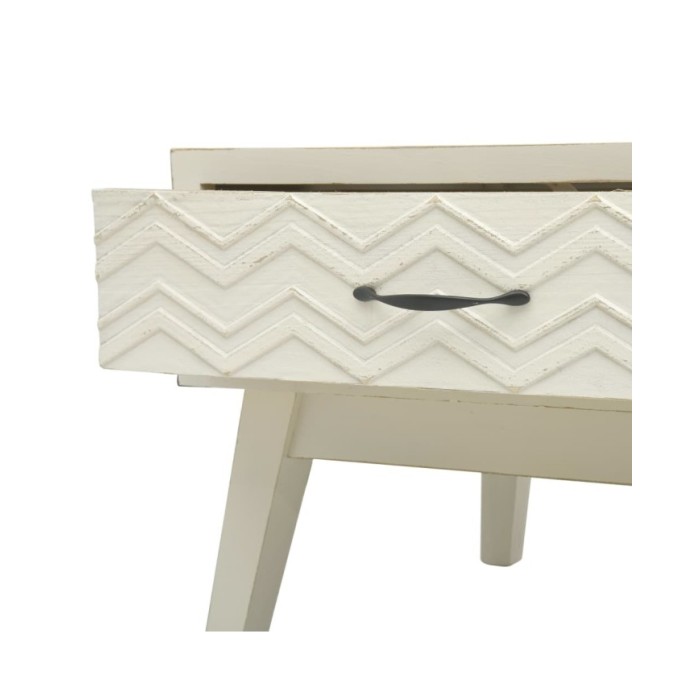 Table basse avec 2 tiroirs Gris sculpté 110x50x40 cm Bois